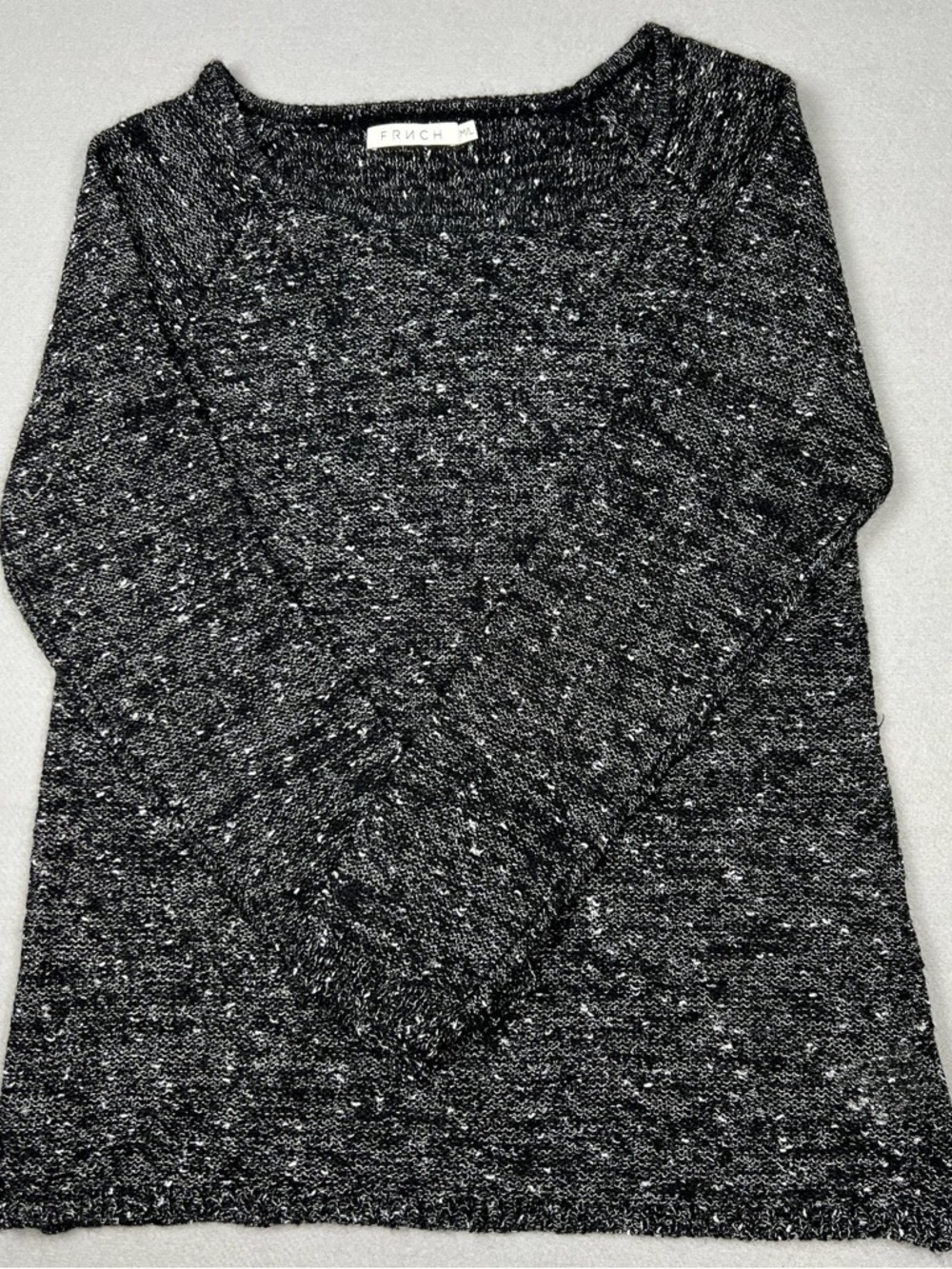 FRNCH Women’s M/L Speckled Lurex Sweater Acrylic Wool Blend Marled Knit Shimmer